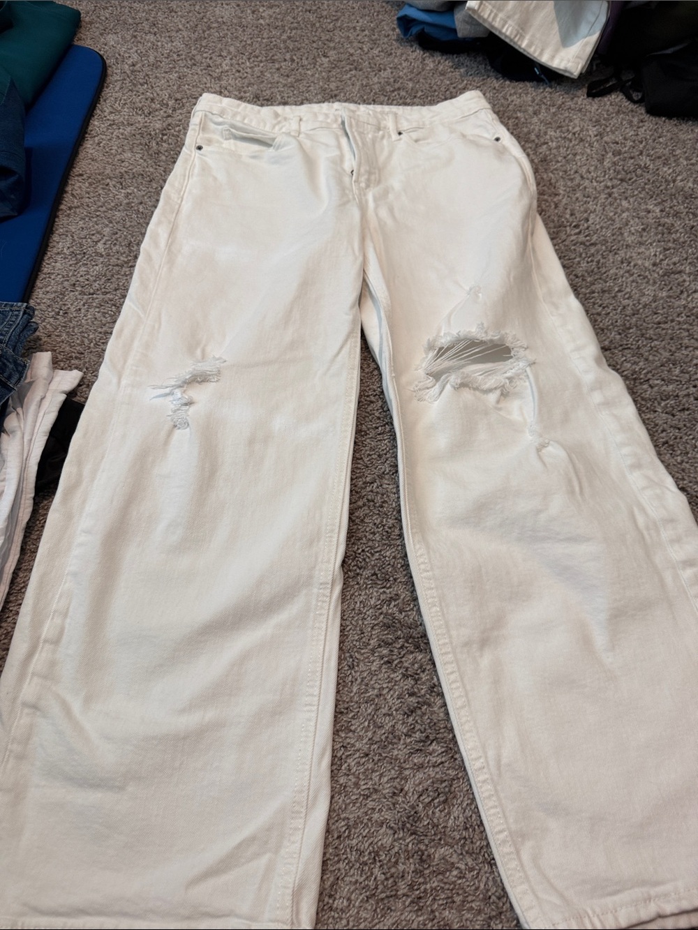 Old Navy White Distressed Wide-Leg Jeans